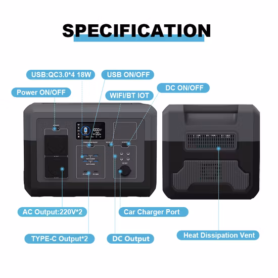 Fonte de alimentação de armazenamento de energia portátil externa com 600 W 1200 W 1800 W